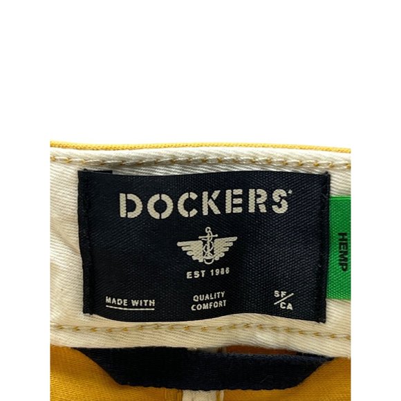 Dockers Men's Icon Tapered Fit Yellow Pants Hemp Blend 33x32 Comfort Vibrant NWT - Picture 2 of 14